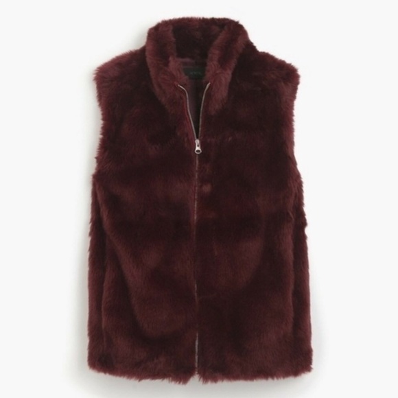 J Crew Burgundy Faux Fur Vest - Picture 9 of 9